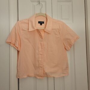 J.Crew Pink-Peach Shortsleeve Button-Up Shirt